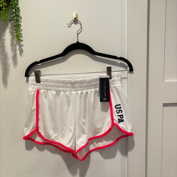 U.S. Polo Assn. NWT White Neon Hype Solid Running Short Women's Size Medium - Picture 1 of 11
